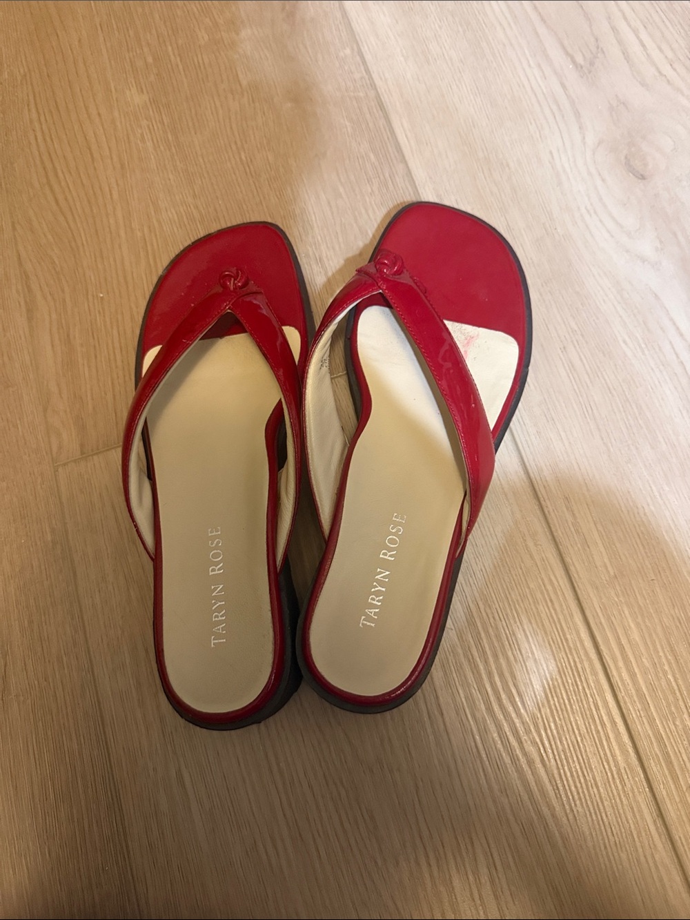 Taryn Rose Red Patent Leather Thong Sandal